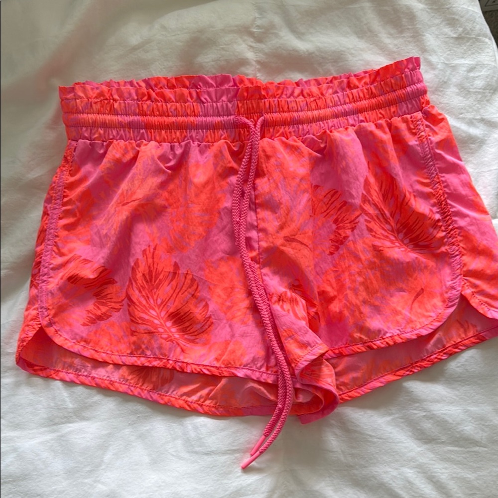 Aerie neon pink tropical shorts